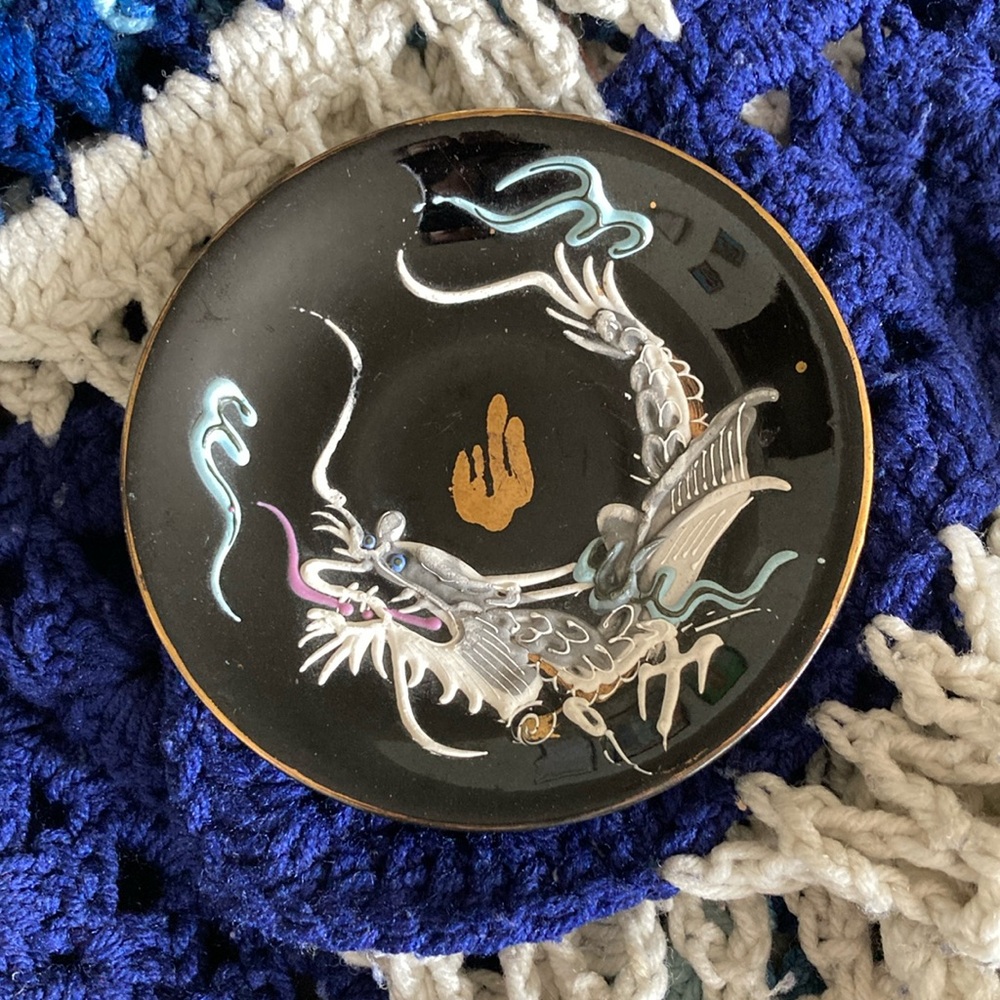 Japanese Dragonware Dragon Black Saucer dish catch all